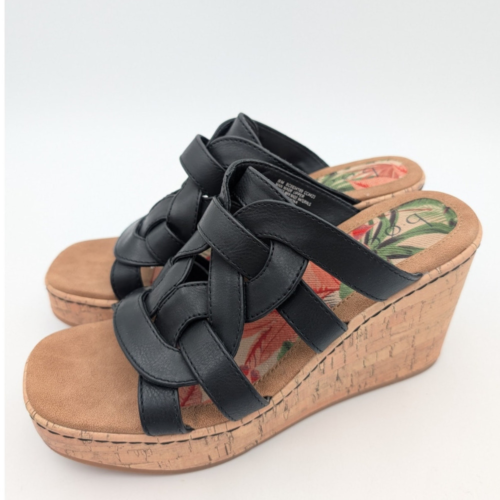 B.O.C Cora Platform Wedge Sandal Comfort Open Toe Black Women's Size US9M EU40